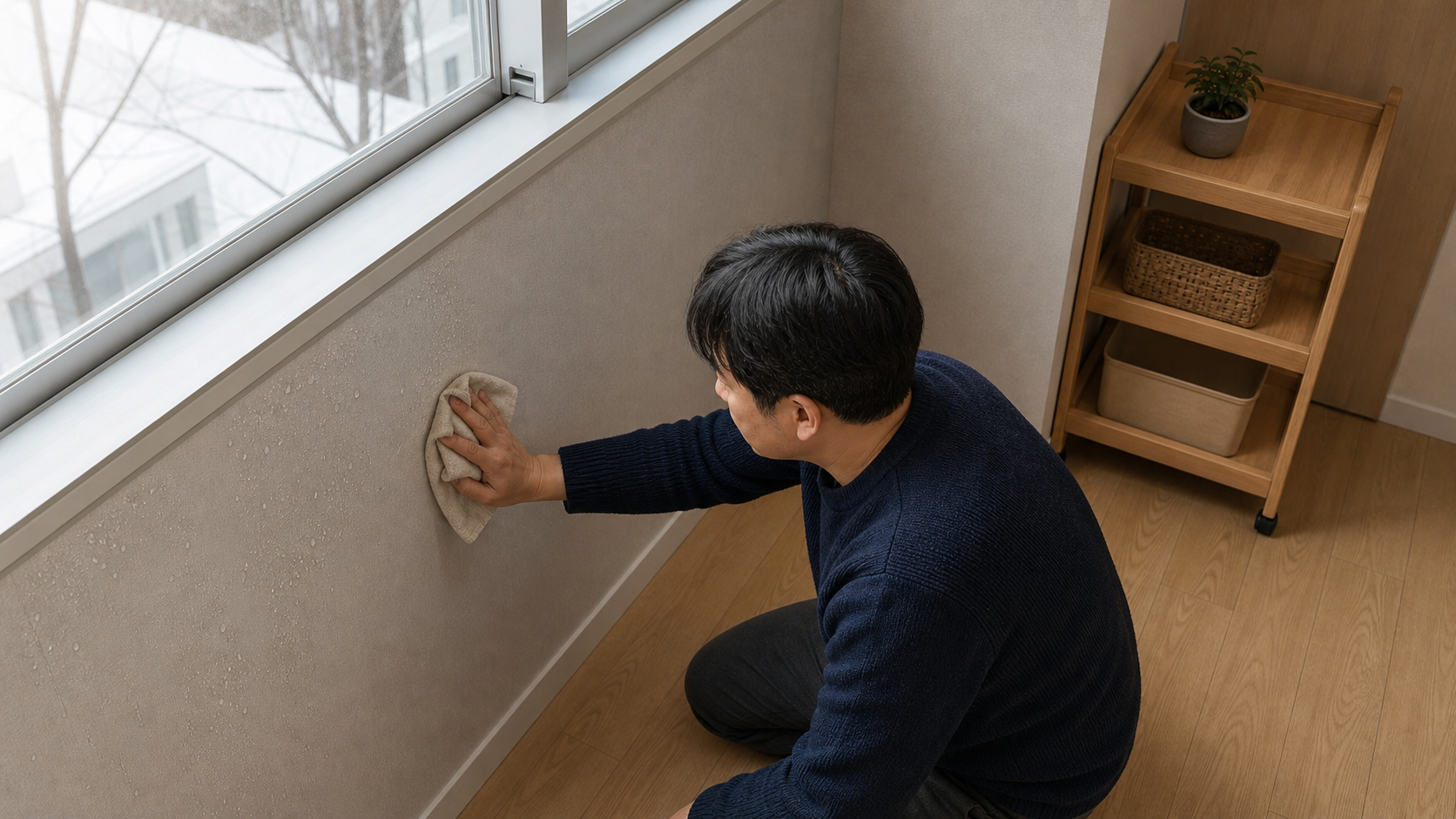 벽지 곰팡이 제거제 작업 준비와 점검 과정